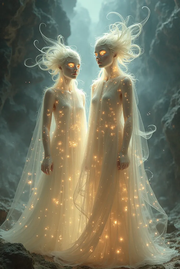 Exotic people:lumari Beings made of light and shadow, wander between worlds and speak through emotions.