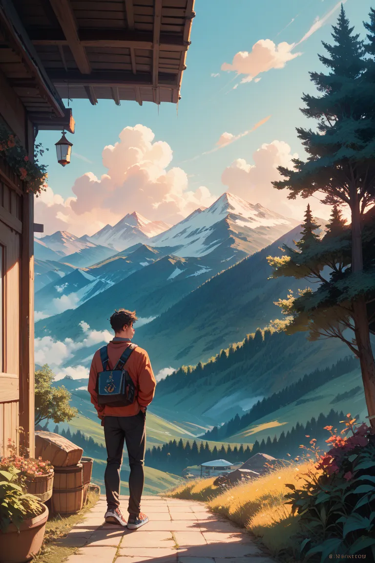 in the mountains ren2people Watching the sunset