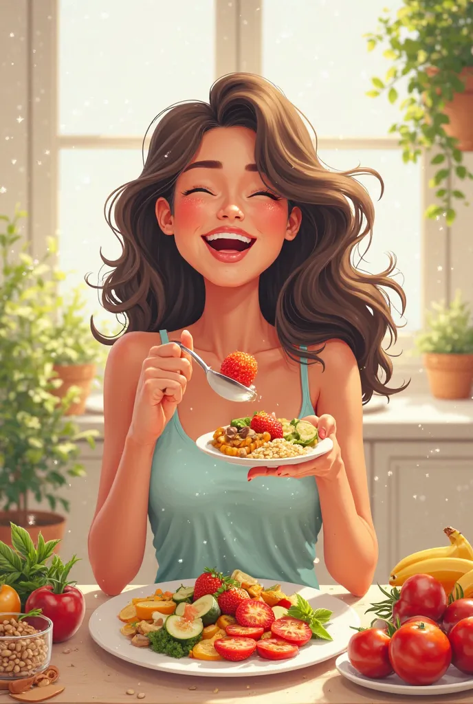 drawing of a eating healthy who is happy