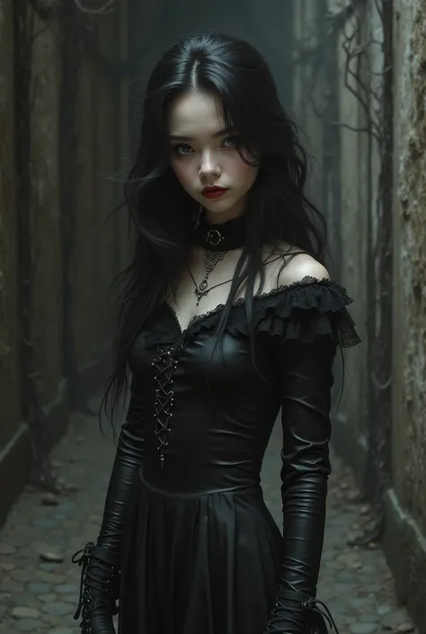 A girl with a Gothic style