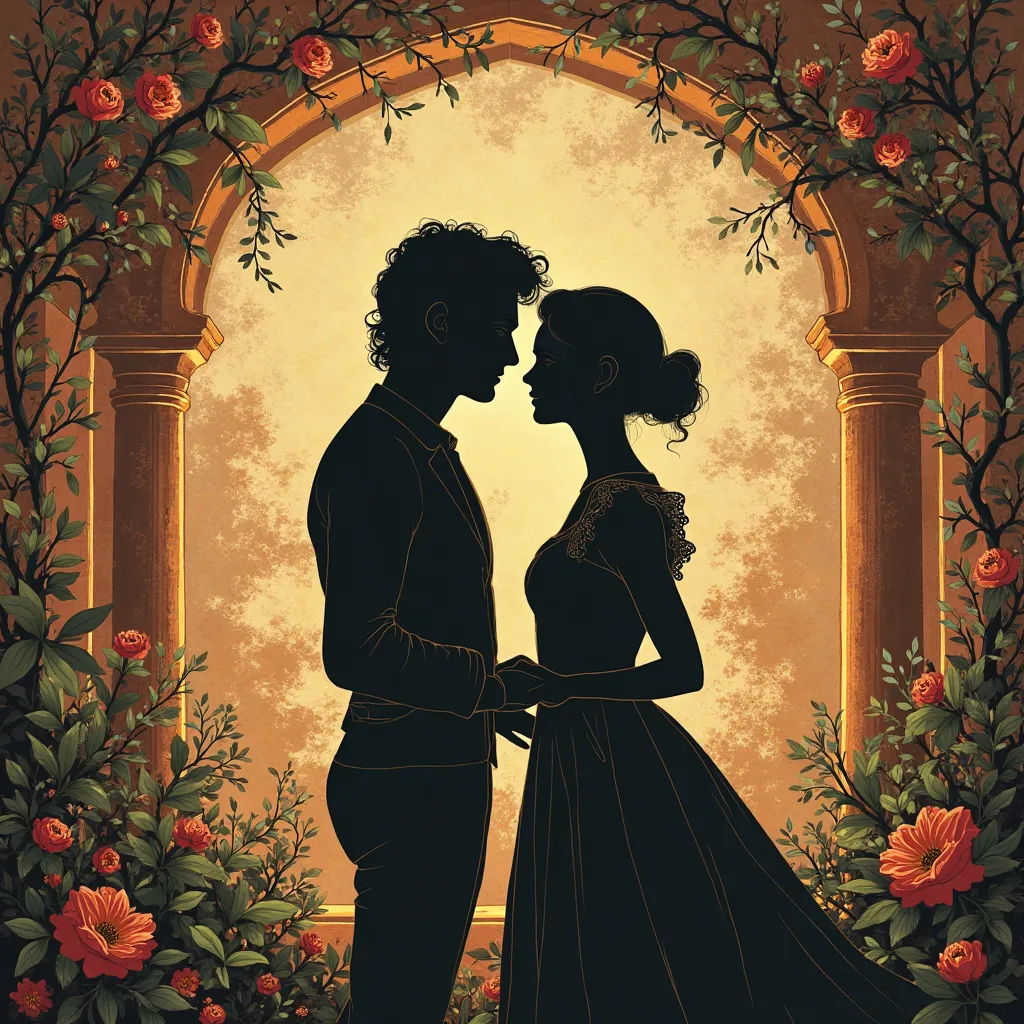 A poster announcing "literary analysis of the work Romeo and Juliet" na data 07/05/2025 a simple art but with visual elements re...