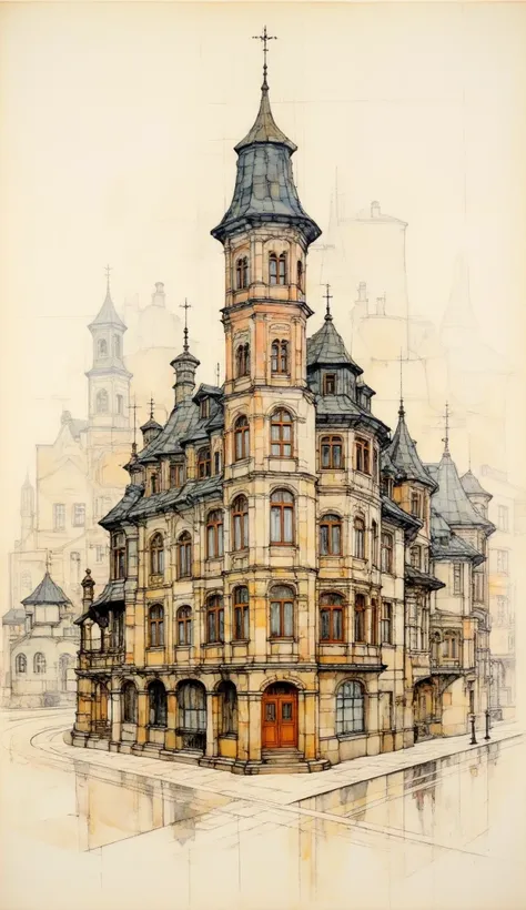Architectural sketches, perfect composition, rough drawings, high quality architectural art, refined architecture, architectural...