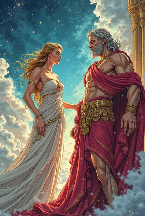 In a comic style please can you play Aphrodite for me ,Hera and Zeus talking