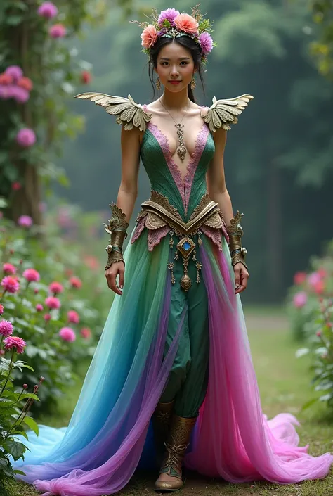 change the color of this costume to gradient green blue and purple. This is for flower festival