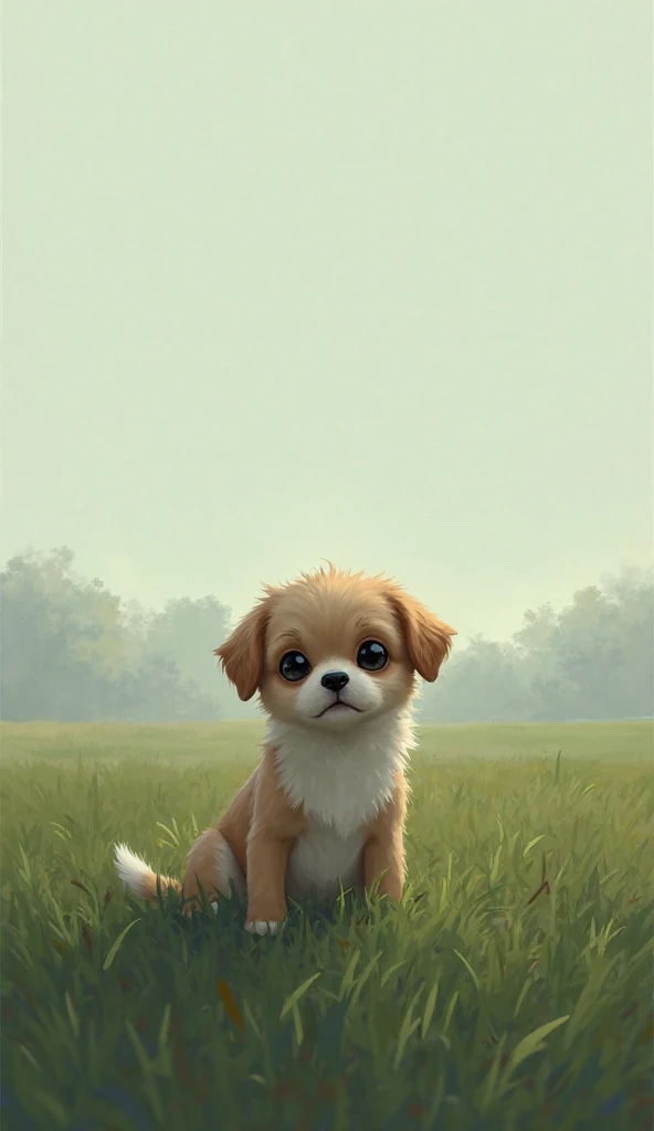 one day the dog mini was sitting alone on the grass . no one played with her