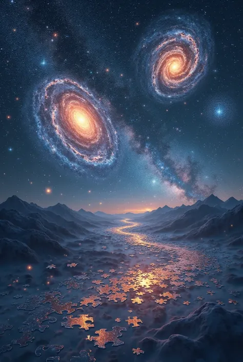 Dreamy Galaxy & Puzzle Fusion
Image: stars floating in the night sky 々and galaxies 、Fantastic visuals with puzzle pieces slowly ...