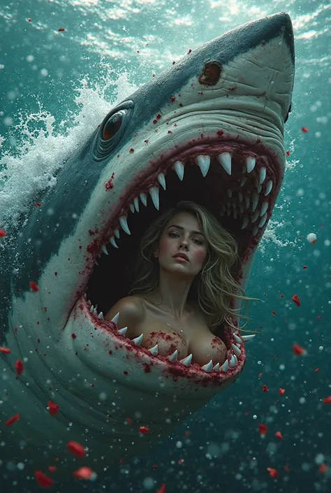 Hyper realistic photos
The shark jumped from under her with an incredible force.. His sharp teeth were embedded in her soft bod...