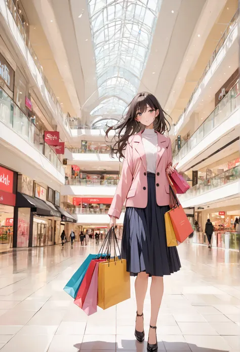 Girl in shopping mall with shopping bag