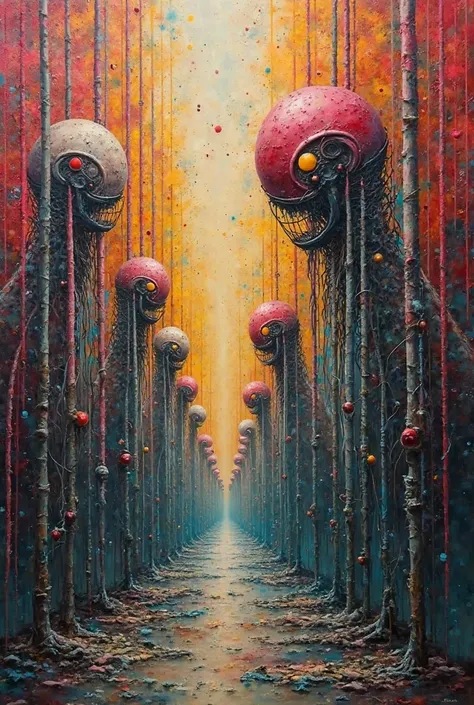 oil painting. abstraction. астродроид и киборг инспектируют production ксеноморфов.science fiction,cosmo horror, Biomechanics ,p...