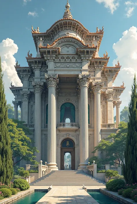 a building with Japanese and Greek architecture/Roman