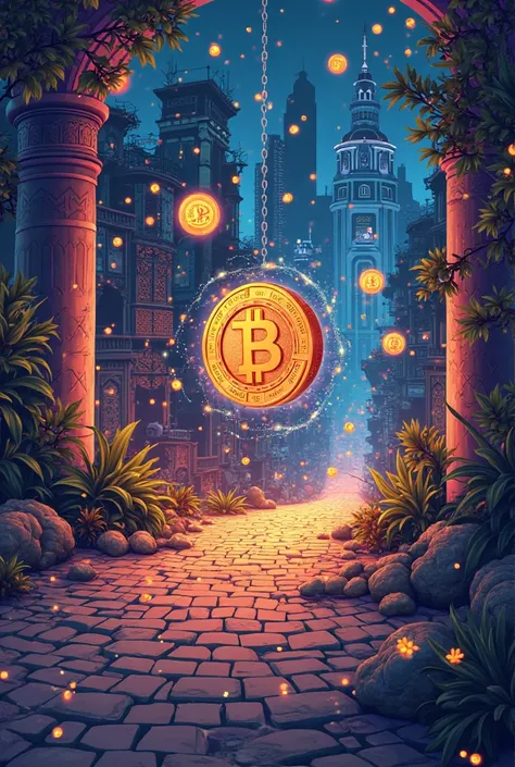 Create several active crypto images for a slide in Spanish 