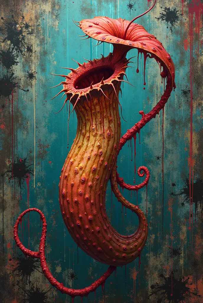 Hola crea una planta rebecca nepenthes estilo graffiti tetrico y estilo new school