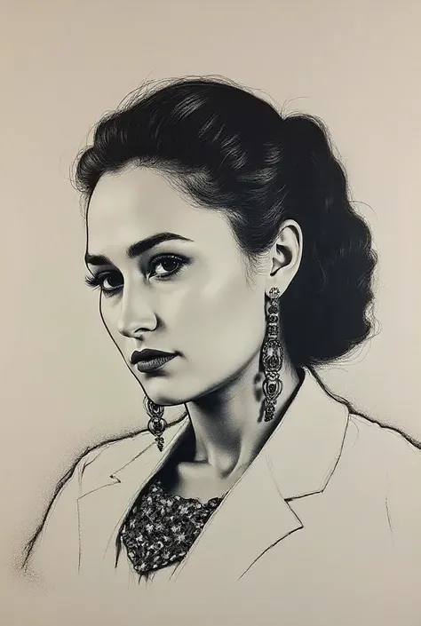 i want this photo to Black and white hand-drawn portrait sketch, charcoal and pencil style, classical 19th century look, realist...