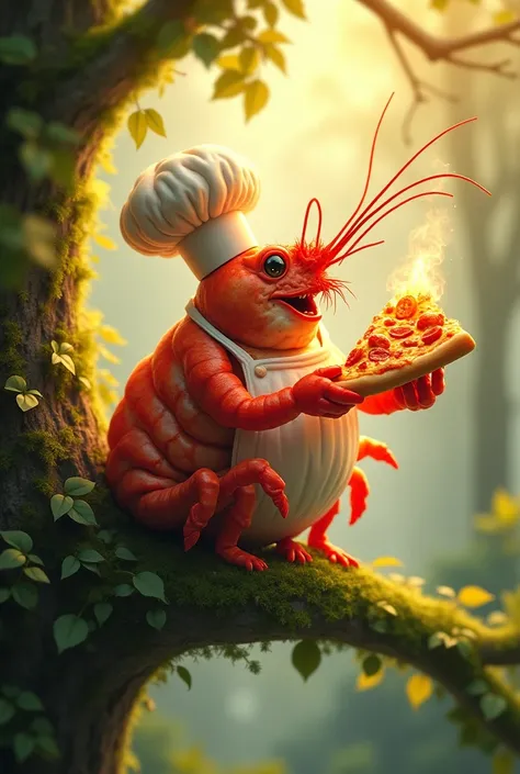 A shrimp that likes to eat pizza in the tree