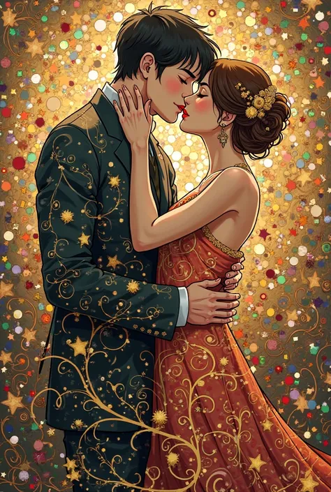 Gustav Klimt's kiss anime version painting, the closest to the original