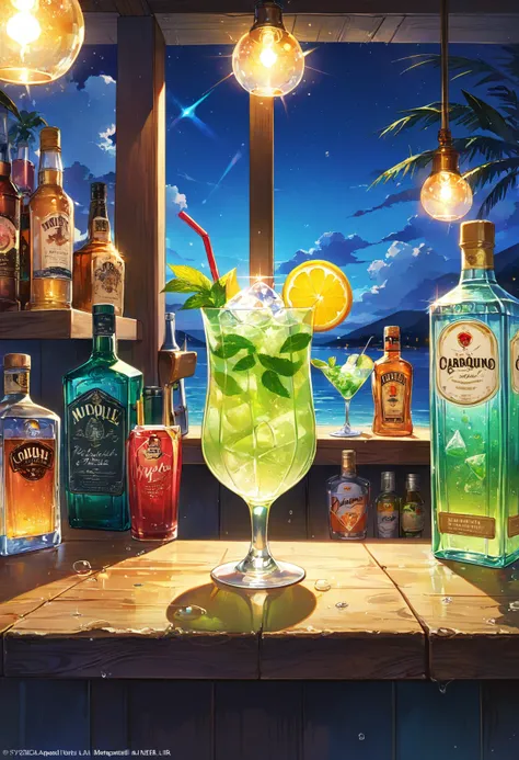 tequila!, Gin tonic!, Daiquiri!, Mojito!, (masterpiece, highest quality), (very detailed, highest quality, officia...