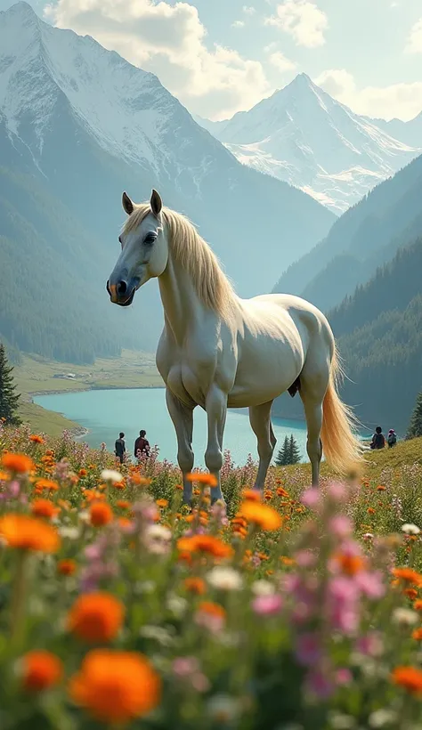 Kashmir, beautiful scene, Kashmir the heaven of the earth, horse, flowers, tourist,