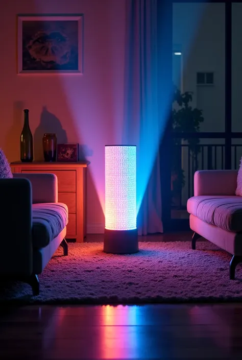 From this image, place a lamp effect that allows you to make the room colorful with a cool effect.