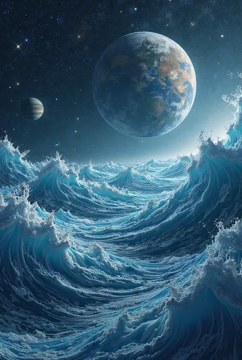 Represents the oceans on earth flowing on land in space due to gravity
