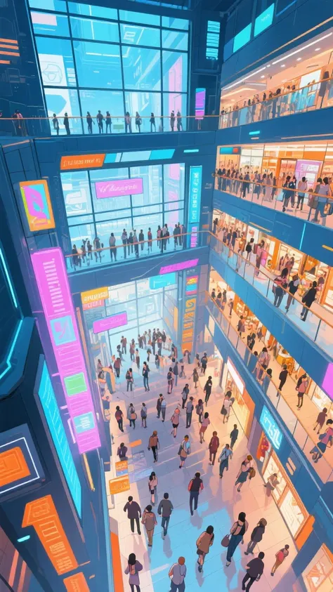 Create me a background, In the mall anime style