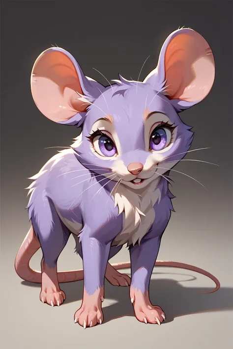 A dark purple mouse. solo, small, mouse, female, purple fur, feral,