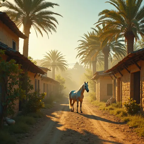A cinematic, realistic, and dramatic rural landscape scene in Iran with a warm, peaceful, and emotionally rich atmosphere. The s...