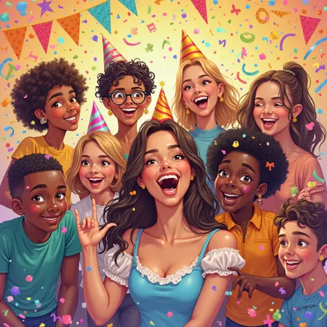 A cover that goes with a birthday song with fair-skinned people