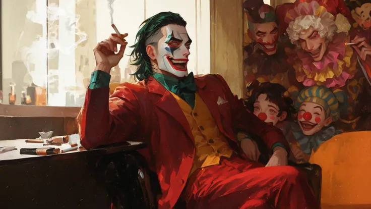 clowns look super handsome, Smoking cigarettes