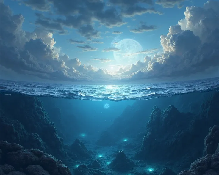 Half the sky without sun and half the bottom of the ocean