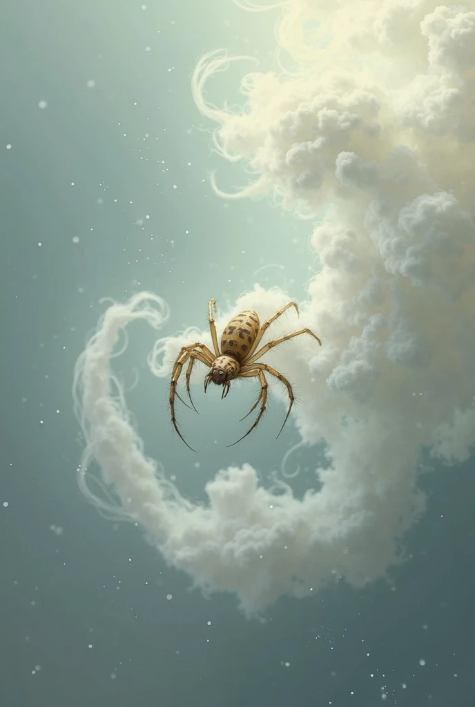 MAKE AN IMAGE OF A SPIDER IN A CLOUD BUT THE SPIDER HAS TO BE SMALL