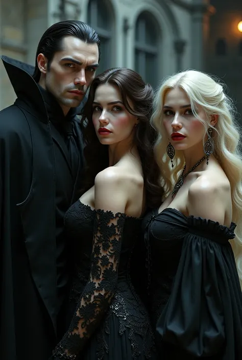 I created an image with three women, two brunettes and a blonde with extremely white skin and they are beautiful and next to it ...