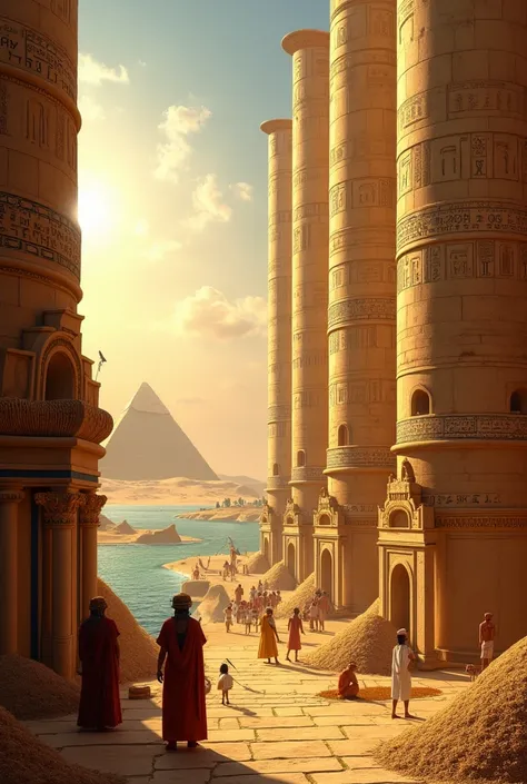 A picture of wheat storage silos in the time of the pharaohs