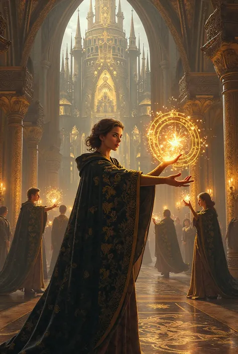 A gold-and-black-themed school of magic