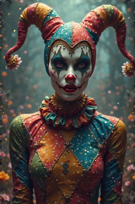 Create the very beautiful and realistic Harlequin