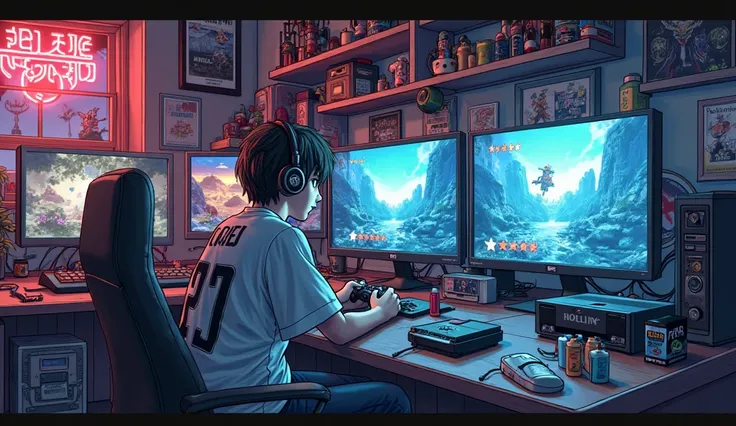 The overall density of、and it looks like。There are multiple monitors installed in the room、One is PC、the other one is for retro ...