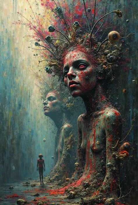 brief flashes of abstract or disturbing images