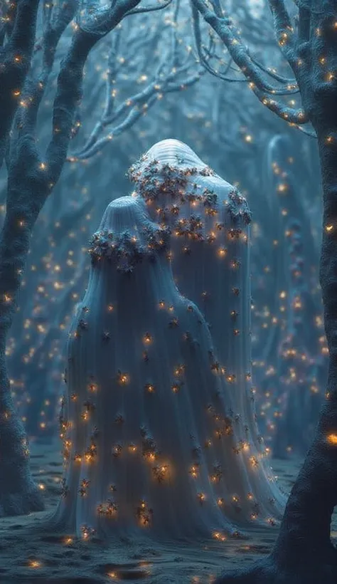 Immortal, time-traveling creator being from aeons into the future, glowing aura, supernal, long hair adorned with trinkets, bell...