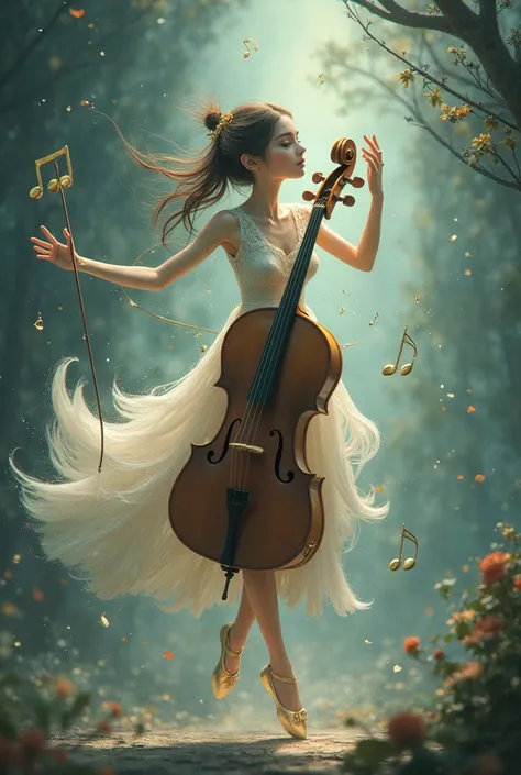 Animated dancer fused with an instrument