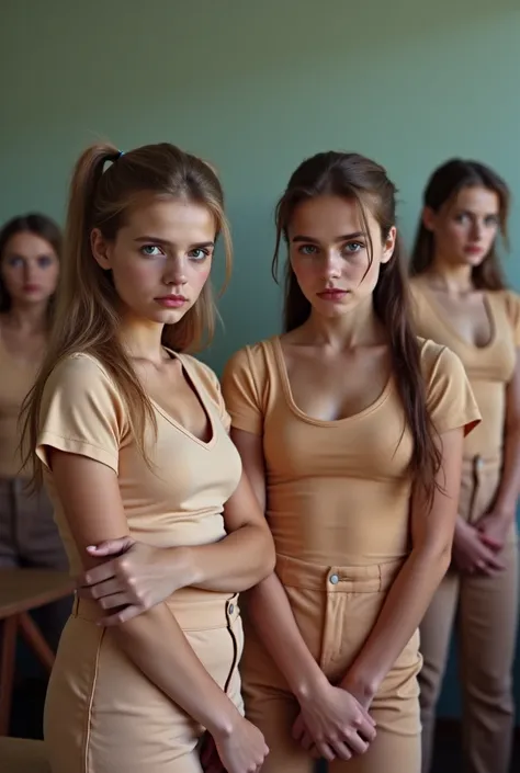 fotografia real, 4 incredibly busty young Slovakian agers with cute innocent and scared faces, corpos magros, e seios grandes, p...