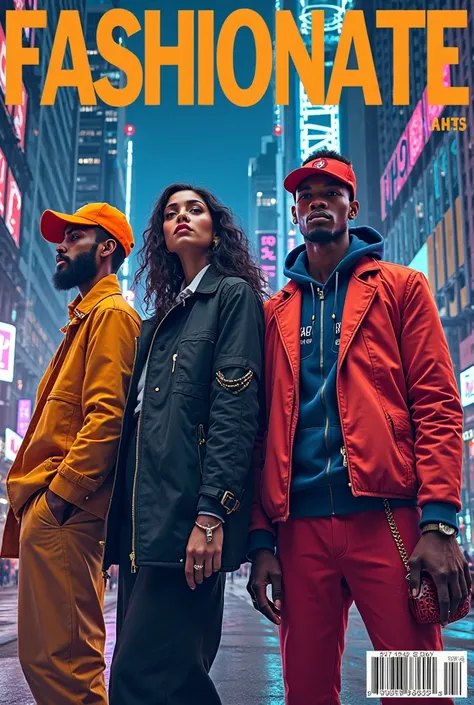 Generate a cover for an urban fashion magazine with the title Fashionate
