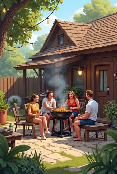 A simple house barbecue area measuring 7 meters by 5 meters