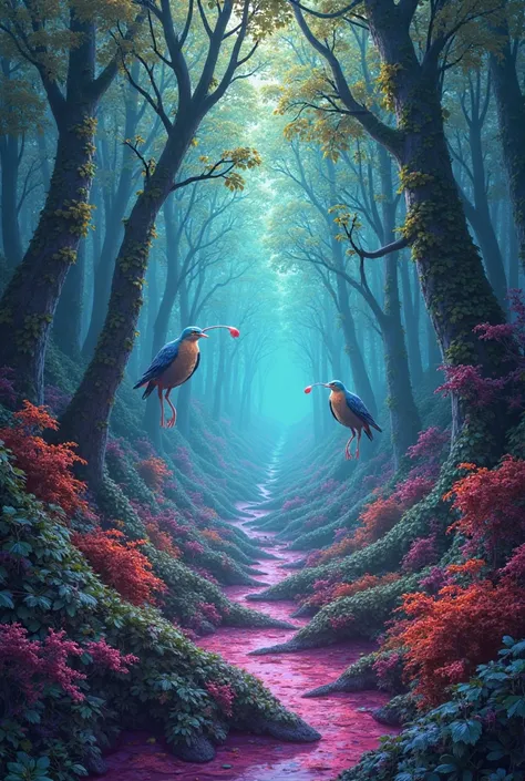 Videos of forests with vibrant color like hallucinations vibe wave of Narcotic