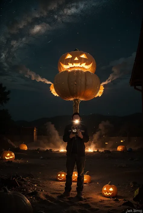Bintang *CW Leonis* radiating like a giant pumpkin! It is surrounded by a cloud of dust shaped... *jack-o'-lantern*, the result...