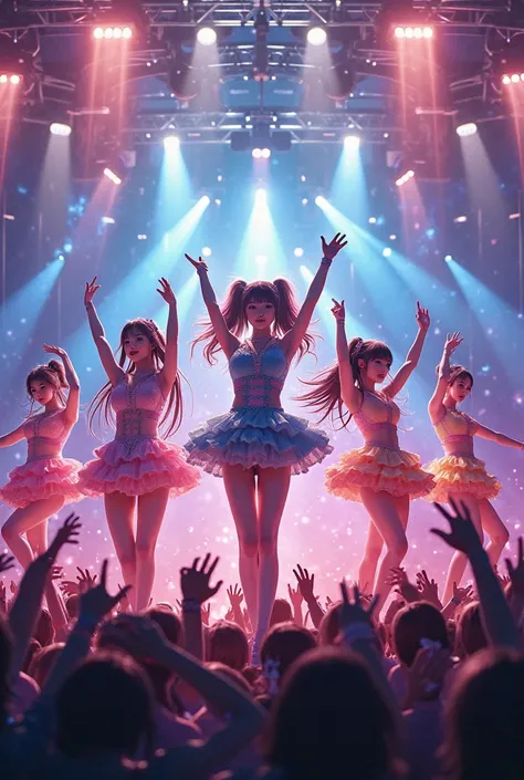 Un groupe d'idole japonaise en plein concert