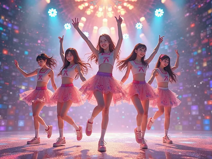 Idol, 5 Girl, blinking performance Stage, Dancing,