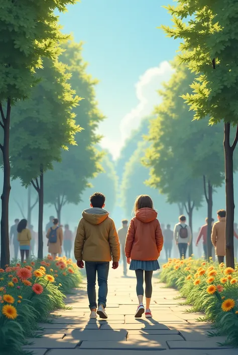 Generate a picture on "summer in 2025", but so that the summer was cold but you could still see that it was summer in the pictur...