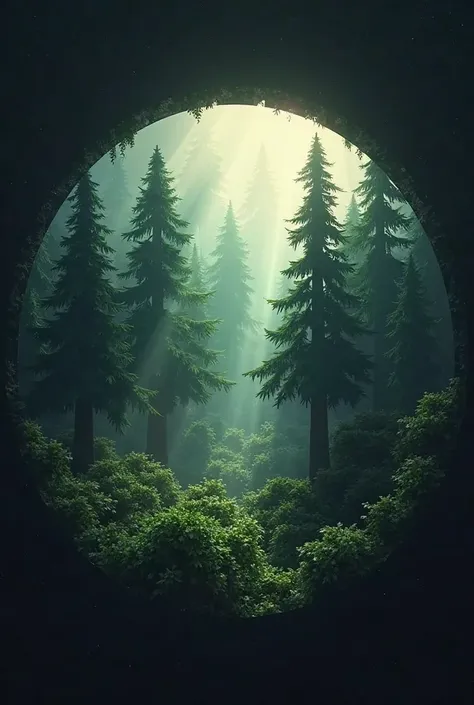 fait moi un logo rond où est une forêt un peu sombre Minecraft et au dessus est écrit HOVERMAX257