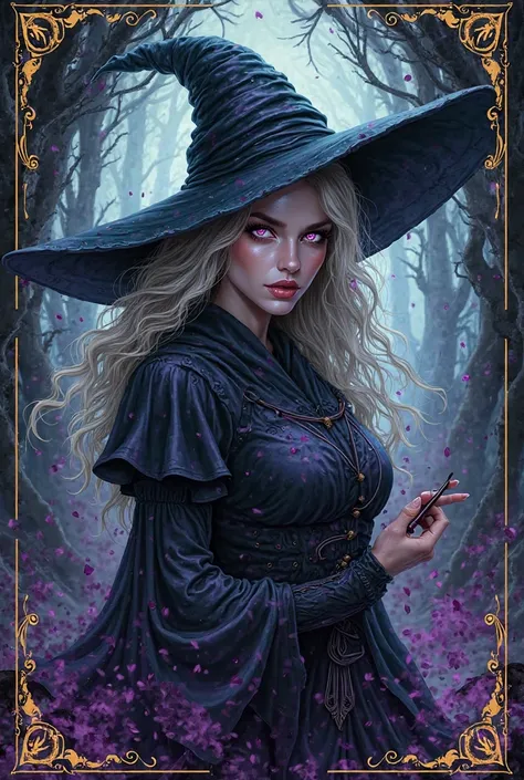 Fantasy playing card with the image of a witch