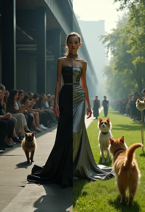 2 split screen,masterpiece, Highest Quality,
landmine fashion銆丏ogs and cats