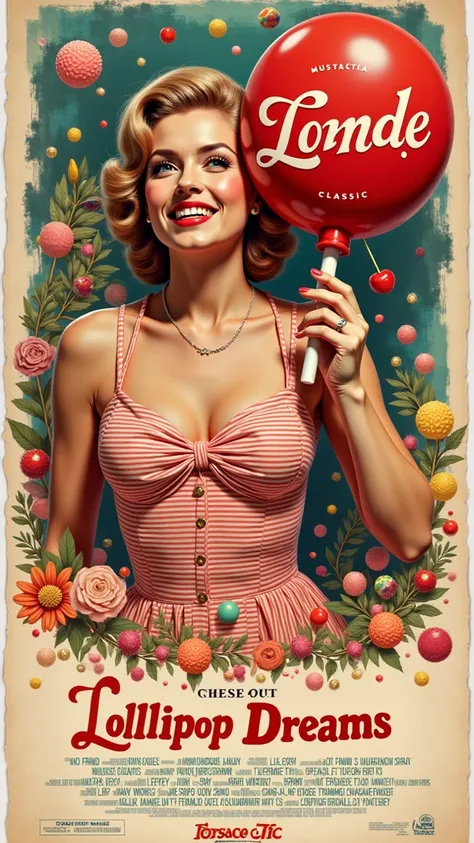 Here’s your polished vintage poster concept, fully embracing the **"Lollipop"** (1958) candy-themed nostalgia with a **1950s cin...